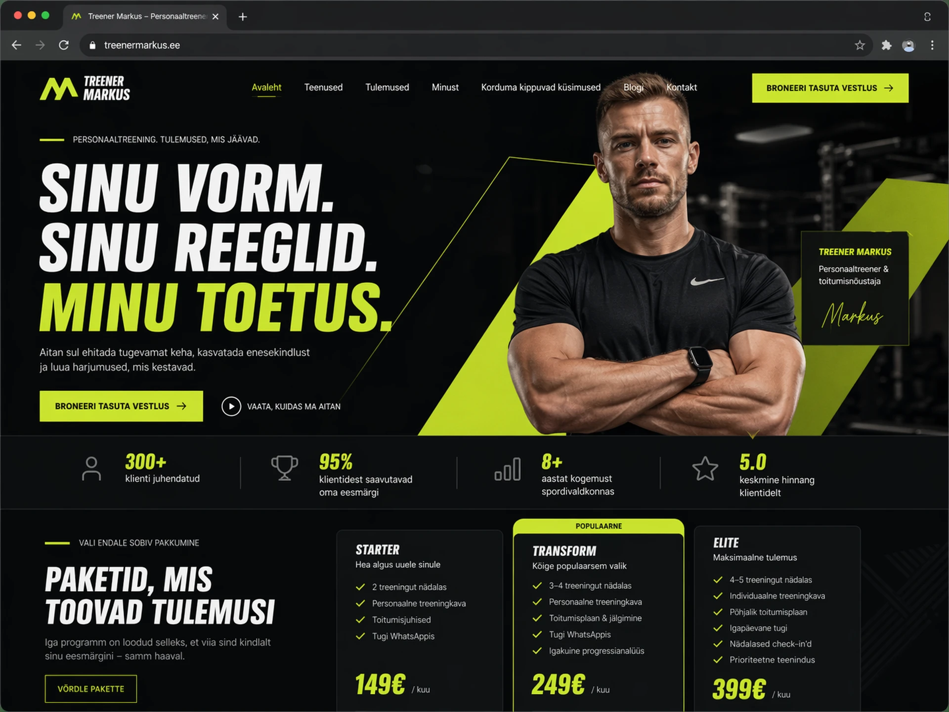 Treeningsuuna veebilehe näidis