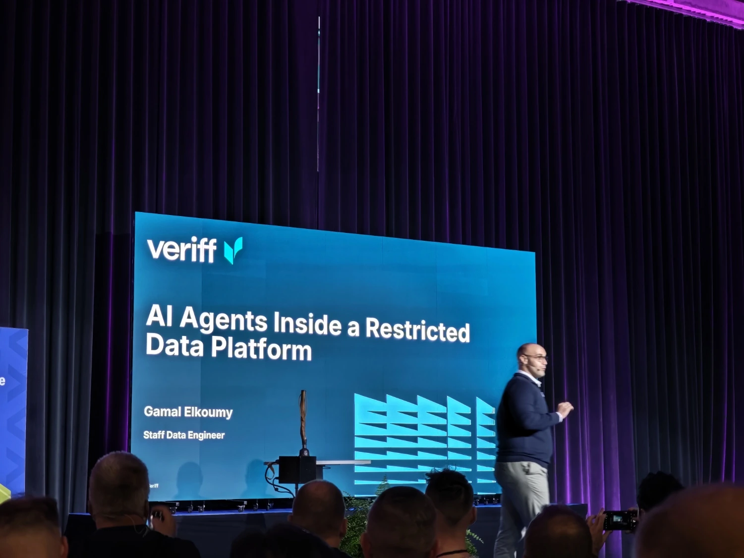 Gamal Elkoumy of Veriff introduces AI agents inside a restricted data platform.